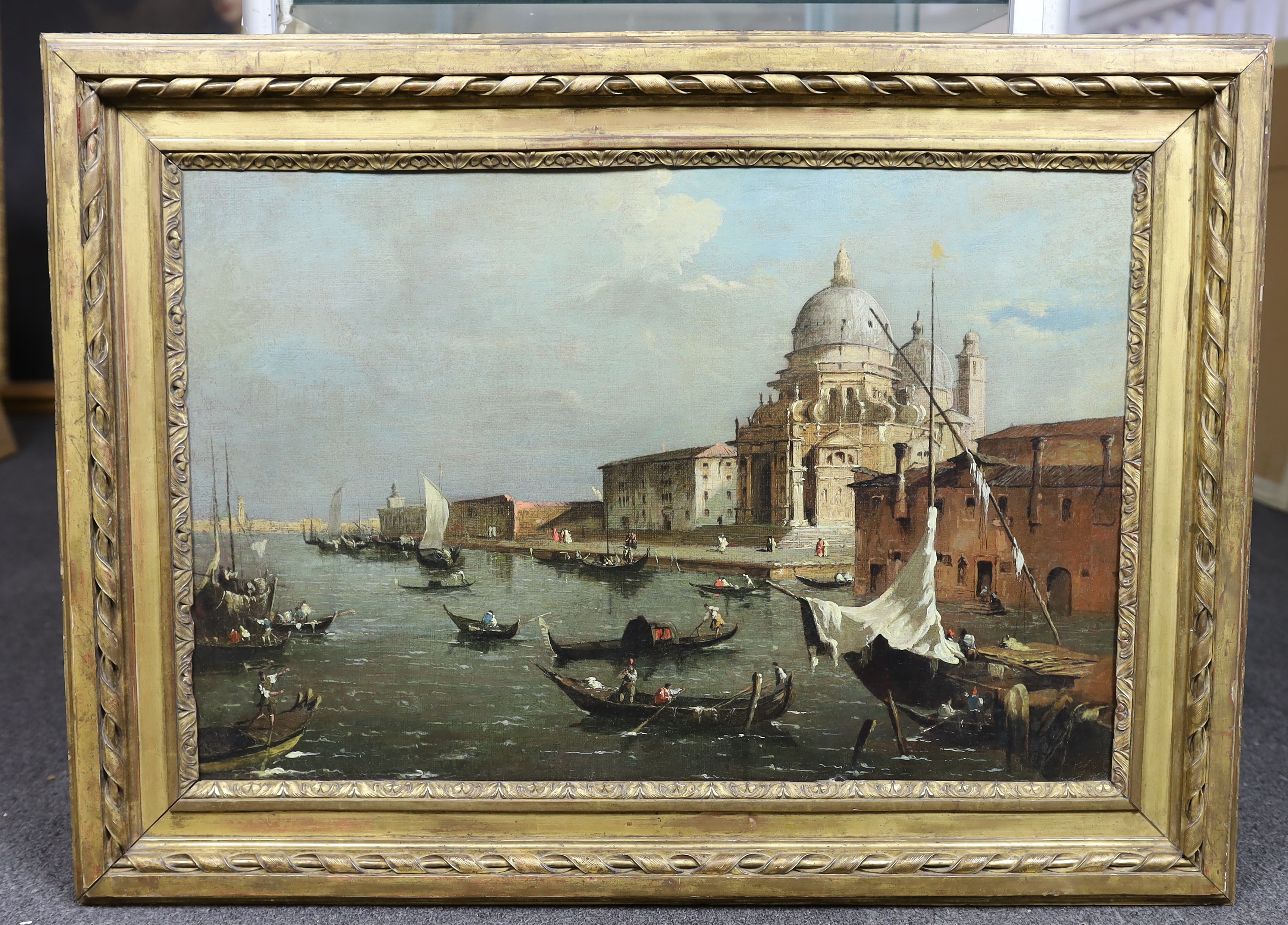 After Francesco Guardi (Italian, 1712-1793), View of Venice, oil on canvas, 45 x 68cm